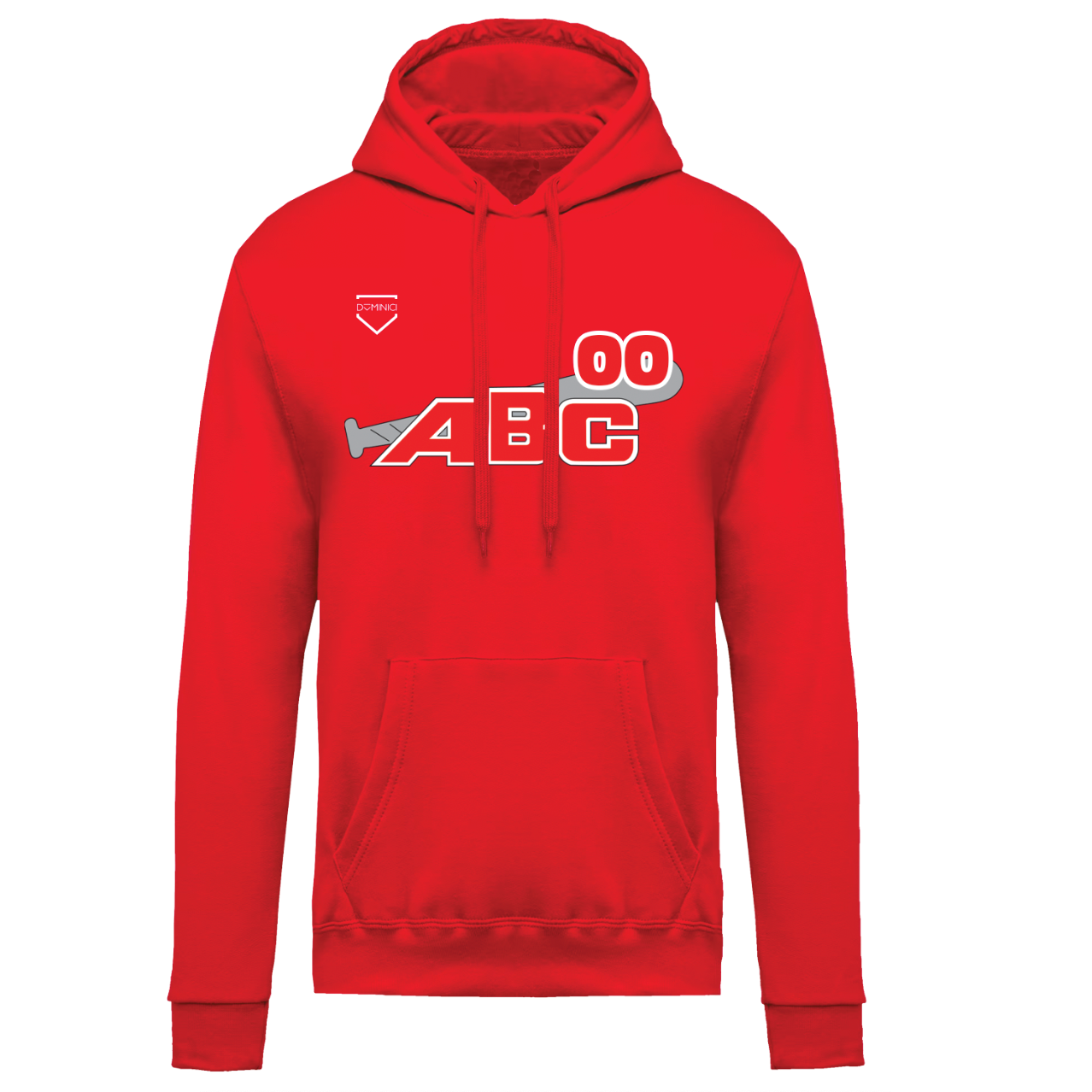 Felpa uomo garzata con cappuccio rossa ABC