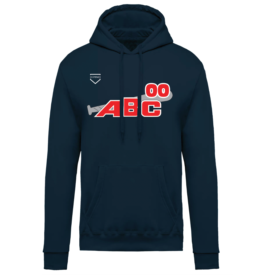 Felpa uomo garzata con cappuccio navy ABC