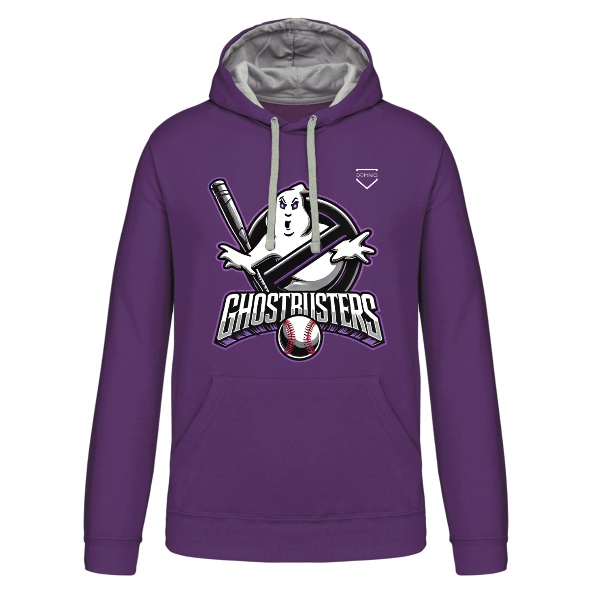 Felpa uomo con cappuccio a contrasto Purple / Oxford Grey GHOSTBUSTERS