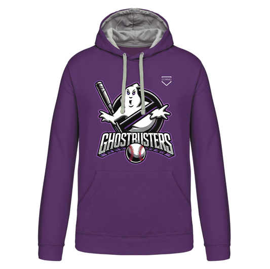 Felpa uomo con cappuccio a contrasto Purple / Oxford Grey GHOSTBUSTERS