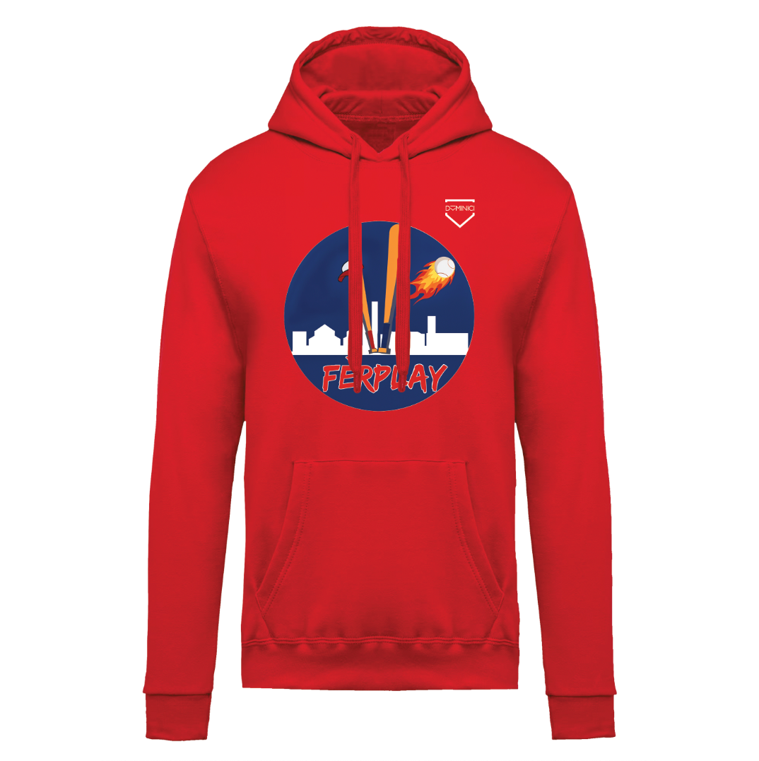 Felpa uomo garzata con cappuccio red FERPLAY