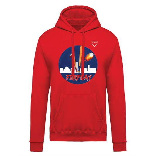 Felpa uomo garzata con cappuccio red FERPLAY
