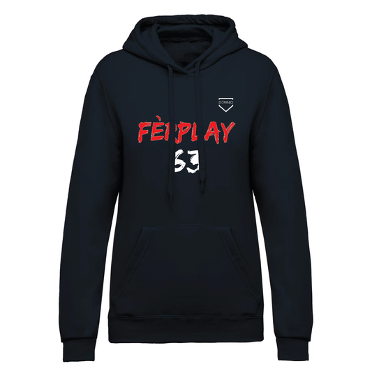 Felpa donna garzata con cappuccio navy FERPLAY