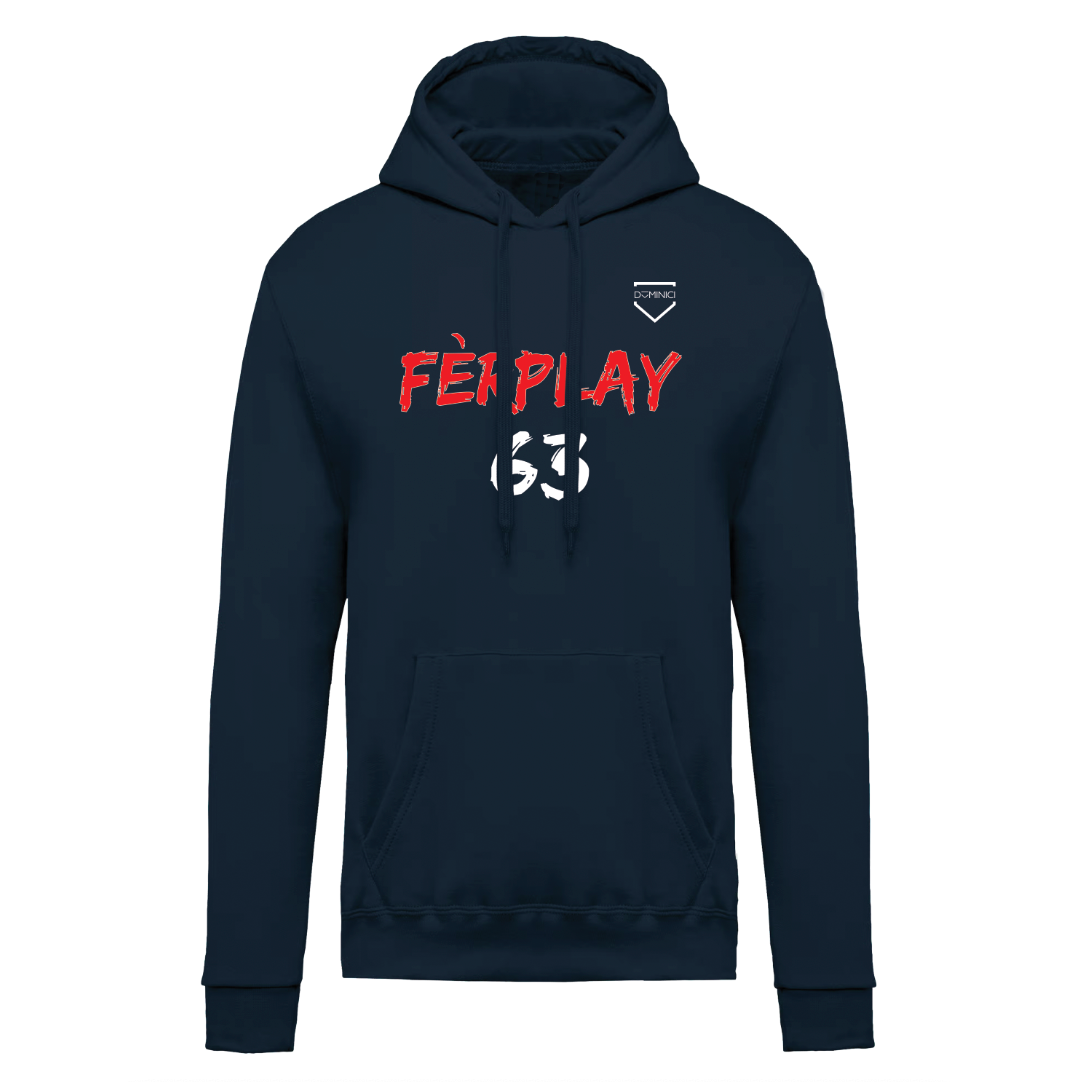 Felpa uomo garzata con cappuccio navy FERPLAY