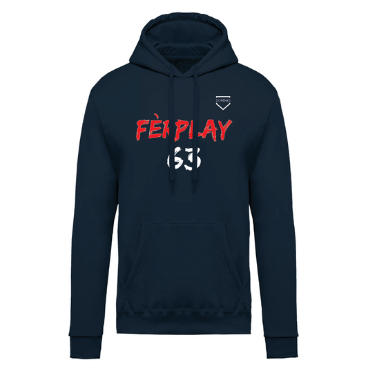 Felpa uomo garzata con cappuccio navy FERPLAY