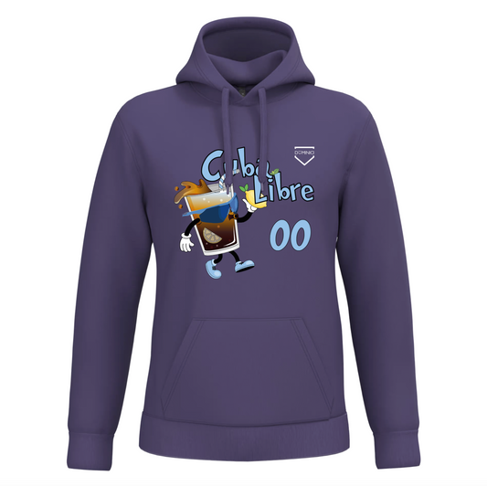 Felpa uomo garzata con cappuccio viola CUBA LIBRE