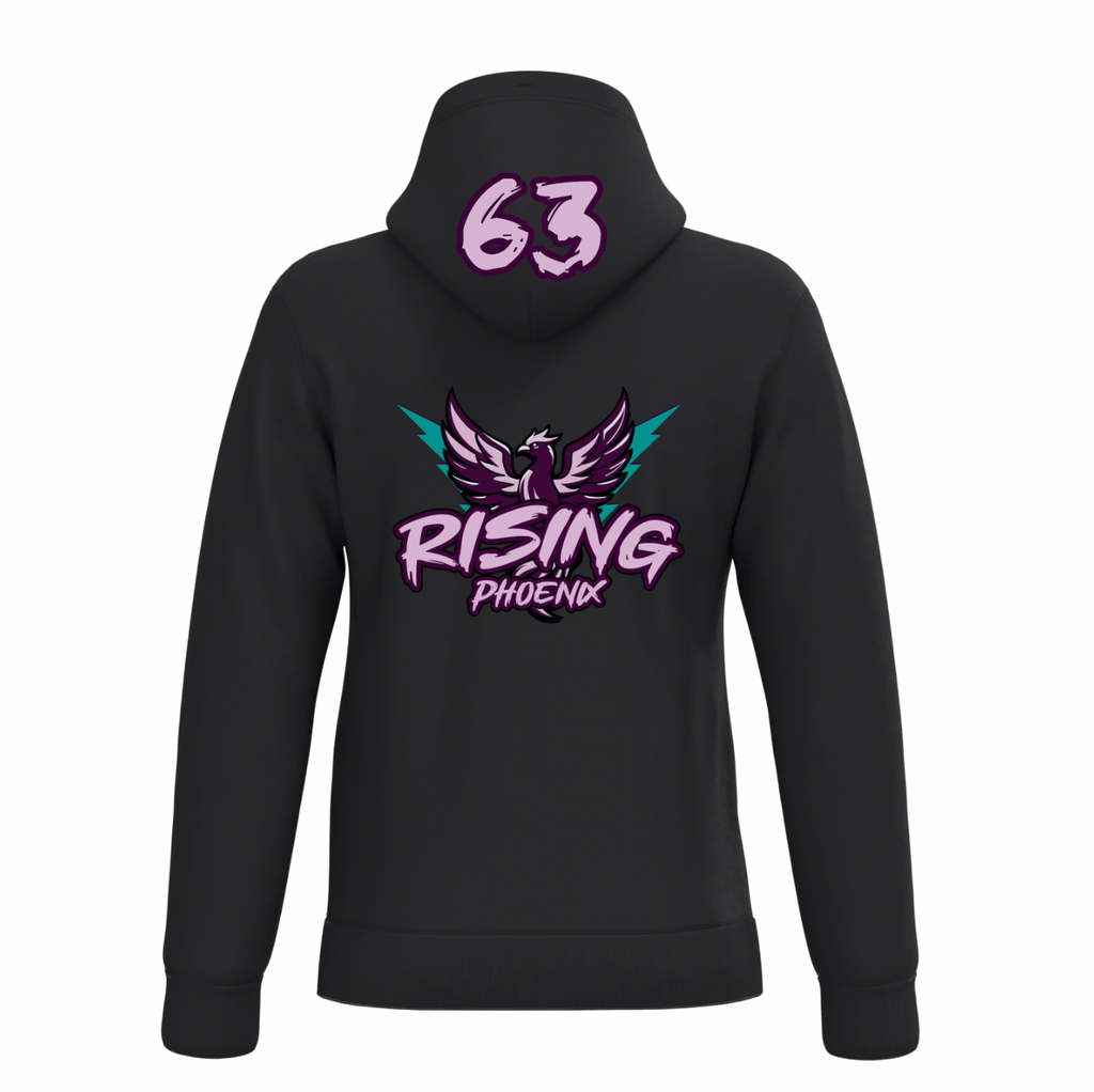 Felpa uomo garzata con cappuccio nera RISING PHOENIX