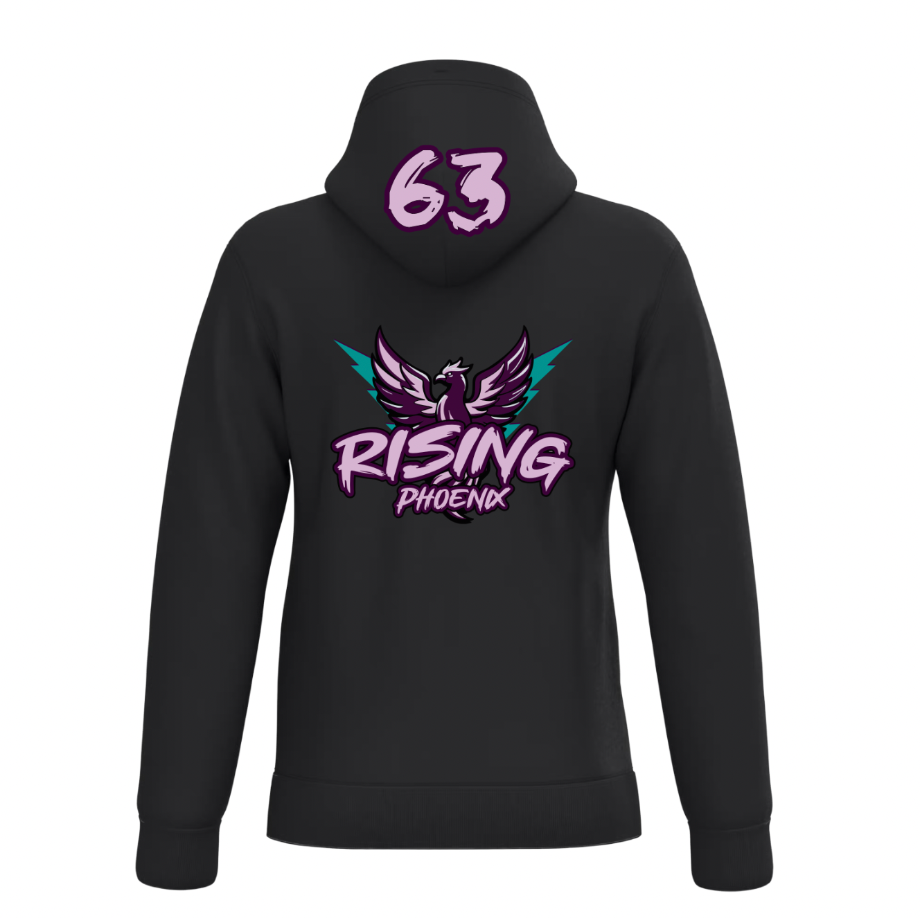 Felpa uomo garzata con cappuccio nera RISING PHOENIX