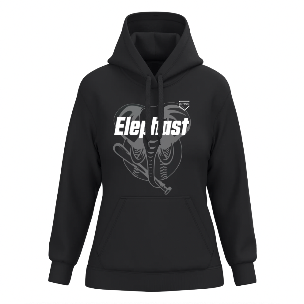 Felpa donna garzata con cappuccio nera ELEPHAST