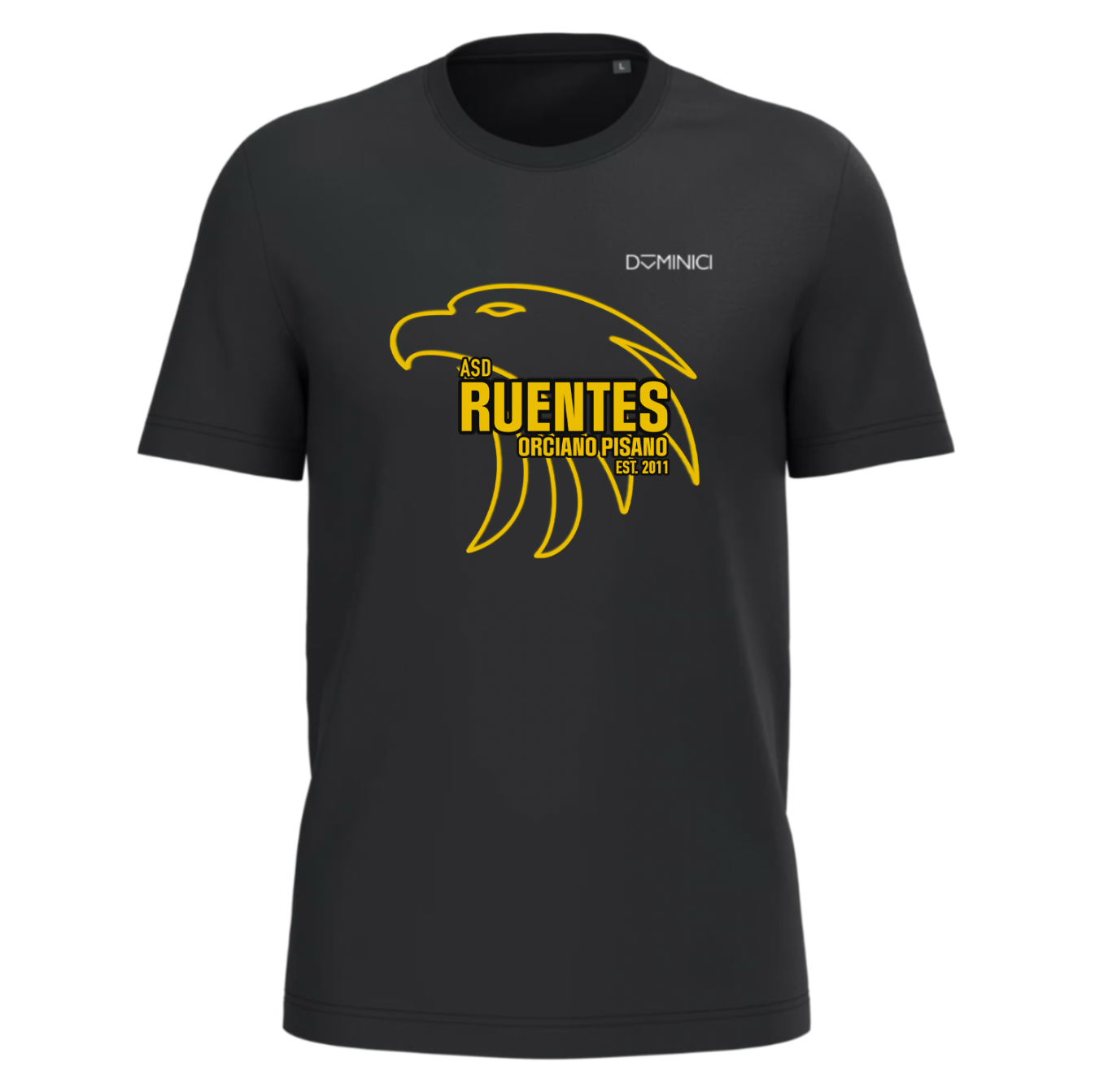 T-shirt nera uomo girocollo con logo Ruentes Orciano Pisano