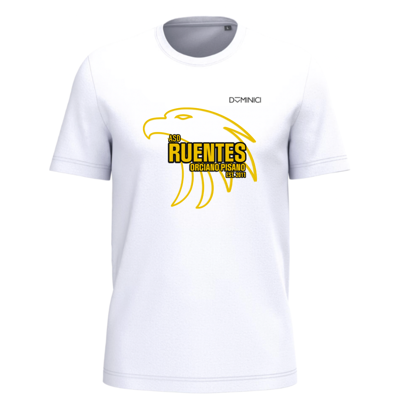 T-shirt bianca uomo girocollo con logo Ruentes Orciano Pisano