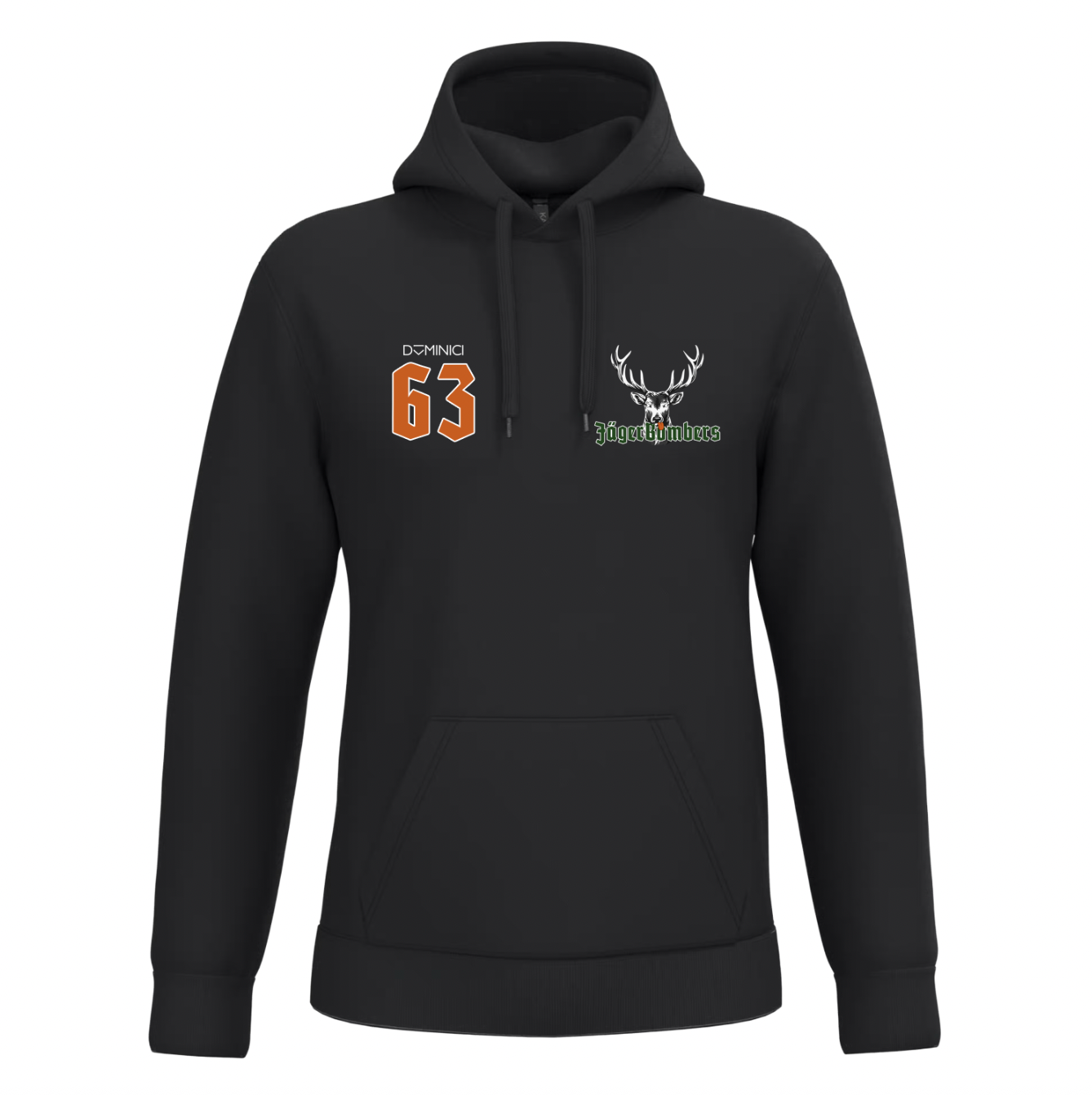 Felpa uomo garzata con cappuccio nera JagerBombers