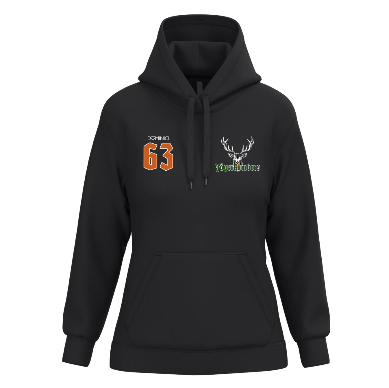 Felpa donna garzata con cappuccio nera JagerBombers