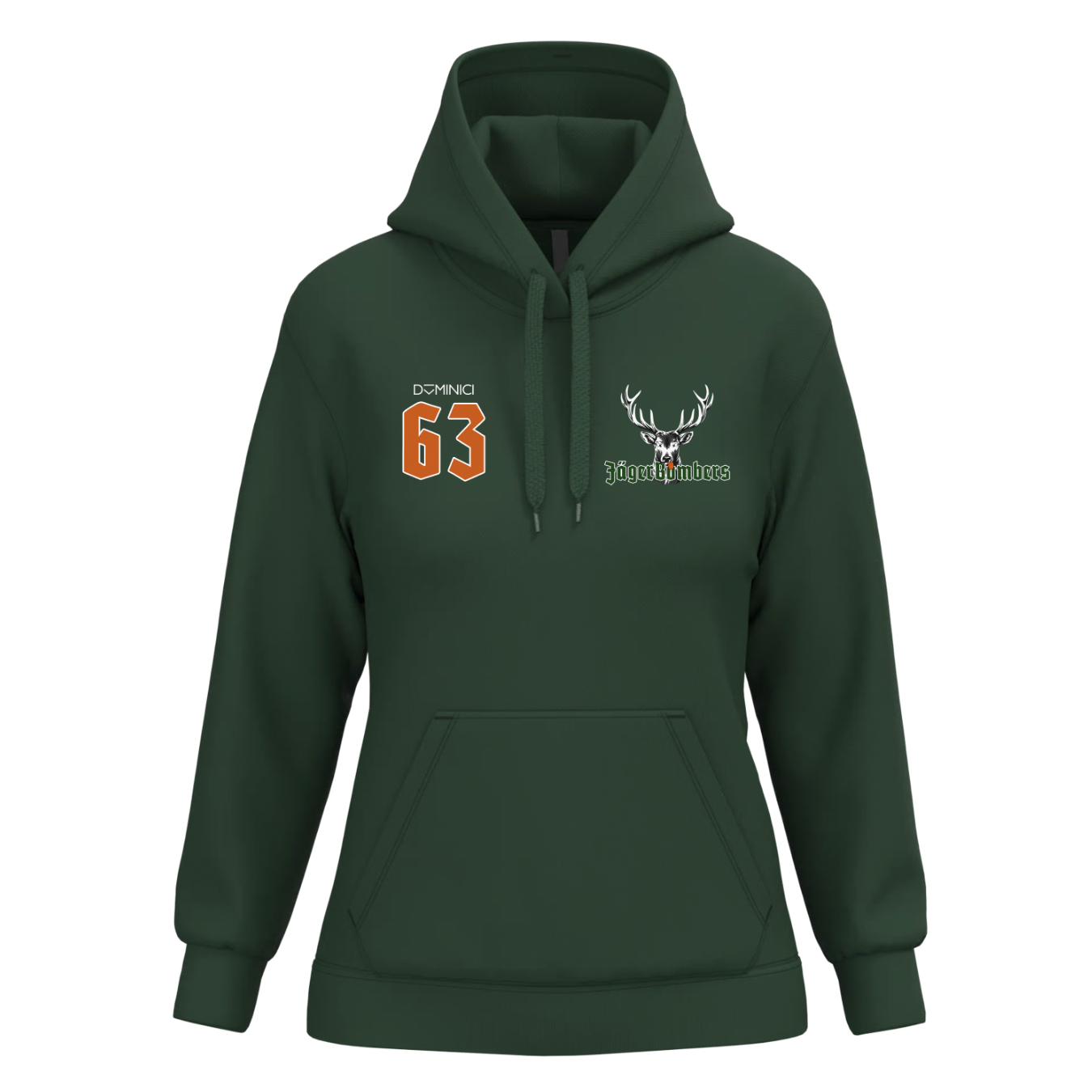 Felpa donna garzata con cappuccio verde JagerBombers