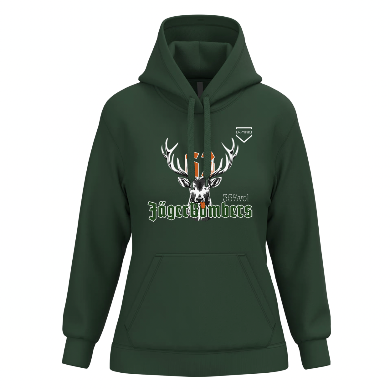 Felpa donna garzata con cappuccio verde JagerBombers