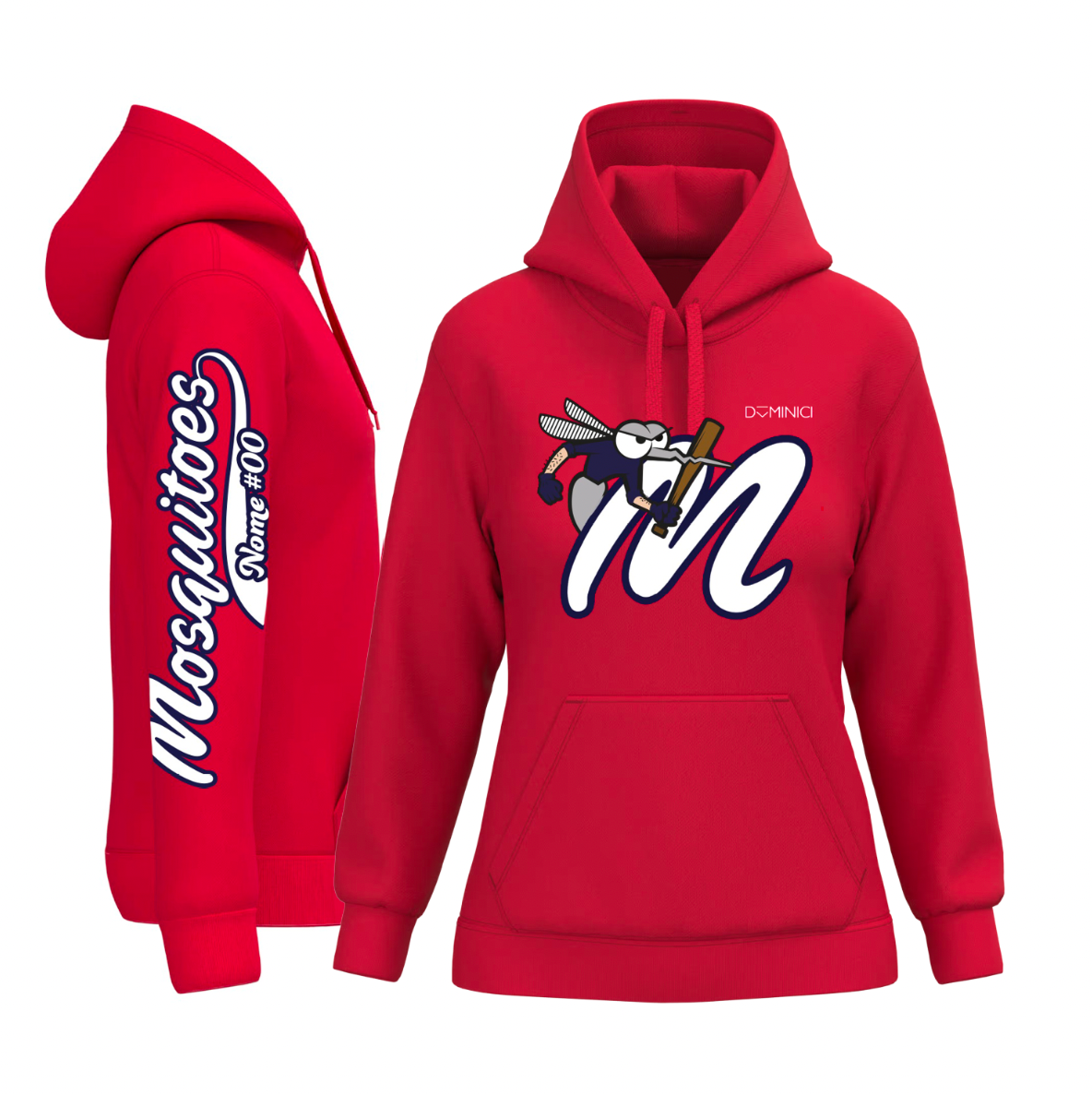 Felpa donna garzata con cappuccio rossa Mosquitoes