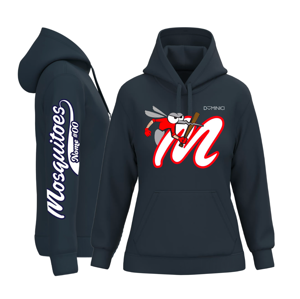 Felpa donna garzata con cappuccio navy Mosquitoes