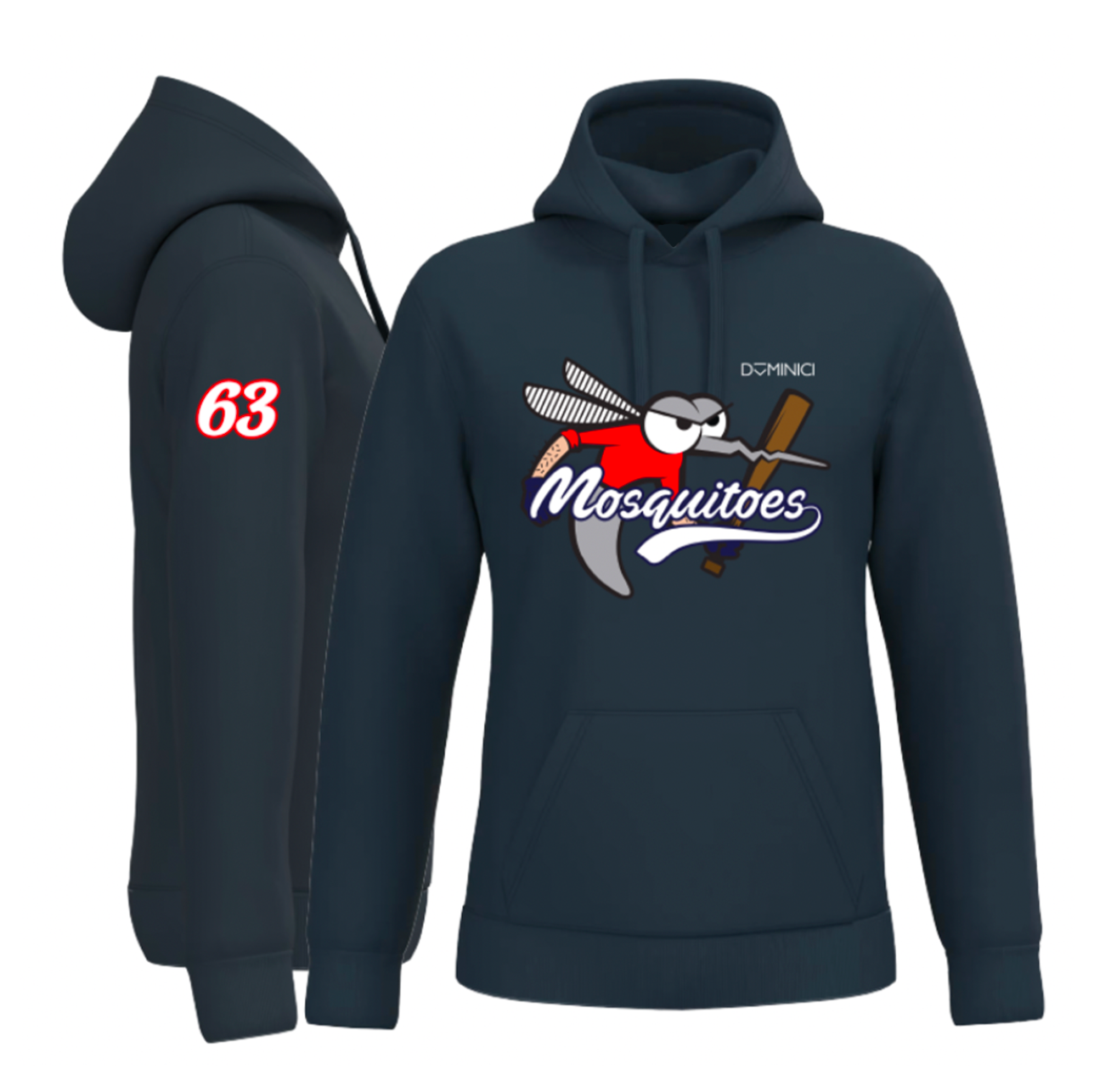 Felpa uomo garzata con cappuccio navy Mosquitoes