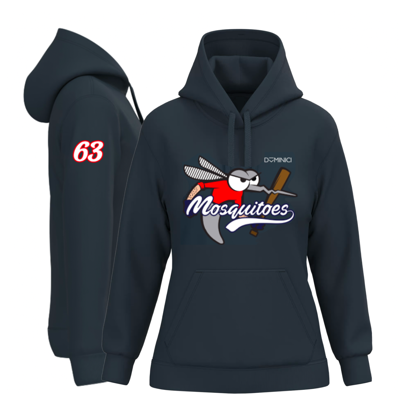 Felpa donna garzata con cappuccio navy Mosquitoes