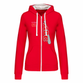 Felpa Bicolore donna garzata con cappuccio rossa/bianca ABC