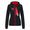 Felpa Bicolore donna garzata con cappuccio navy/rossa ABC
